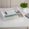 Martha Stewart Brody Desk Organizer with Drawer, Stackable Plastic Desk Storage Box, Organizer for Office, Bathroom, Countertop or Dorm, 6″ x 7.5″, 2 Pack, Clear(12.75″ x 7.75″)