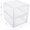 Martha Stewart Brody Desk Organizer with Drawer, Stackable Plastic Desk Storage Box, Organizer for Office, Bathroom, Countertop or Dorm, 6″ x 7.5″, 2 Pack, Clear(6″ x 7.5″)