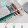 Martha Stewart Brody Desk Organizer with Drawer, Stackable Plastic Desk Storage Box, Organizer for Office, Bathroom, Countertop or Dorm, 6″ x 7.5″, 2 Pack, Clear(12.75″ x 7.75″)