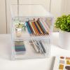 Martha Stewart Brody Desk Organizer with Drawer, Stackable Plastic Desk Storage Box, Organizer for Office, Bathroom, Countertop or Dorm, 6″ x 7.5″, 2 Pack, Clear(6″ x 7.5″)