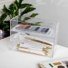 Martha Stewart Brody Desktop Storage Organizer, Stack and Slide Plastic Organizer Tray, Organizer for Office, Kitchen, or Vanity, 3″ x 3.75″, Clear(1-M)