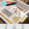 Martha Stewart Brody Desktop Storage Organizer, Stack and Slide Plastic Organizer Tray, Organizer for Office, Kitchen, or Vanity, 3″ x 3.75″, Clear(1-S  1-M  1-L)
