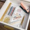 Martha Stewart Brody Desktop Storage Organizer, Stack and Slide Plastic Organizer Tray, Organizer for Office, Kitchen, or Vanity, 3″ x 3.75″, Clear(1-S  1-M  1-L)