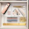Martha Stewart Brody Desktop Storage Organizer, Stack and Slide Plastic Organizer Tray, Organizer for Office, Kitchen, or Vanity, 3″ x 3.75″, Clear(1-S  1-M  1-L)