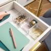 Martha Stewart Brody Desktop Storage Organizer, Stack and Slide Plastic Organizer Tray, Organizer for Office, Kitchen, or Vanity, 3″ x 3.75″, Clear(1-S)