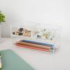 Martha Stewart Brody Desktop Storage Organizer, Stack and Slide Plastic Organizer Tray, Organizer for Office, Kitchen, or Vanity, 3″ x 3.75″, Clear(2-S  1-M)