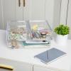 Martha Stewart Brody Plastic Storage Organizer Bins with Lids for Home Office, Kitchen, or Bathroom, 4 Pack, 2-Small/1-Medium, 1 Large, Clear/White(Set of 1)