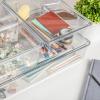 Martha Stewart Brody Plastic Storage Organizer Bins with Lids for Home Office, Kitchen, or Bathroom, 4 Pack, 2-Small/1-Medium, 1 Large, Clear/White(Set of 1)