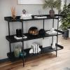 Martha Stewart Emmett 3 Shelf Bookcase with Vertical Metal Frame, Home Office Storage Display Unit, 35″ H, Black Wood Grain/Oil Rubbed Bronze(Black Wood Grain/Oil Rubbed Bronze Frame)