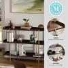 Martha Stewart Emmett 3 Shelf Bookcase with Vertical Metal Frame, Home Office Storage Display Unit, 35″ H, Black Wood Grain/Oil Rubbed Bronze(Walnut Wood Grain/Polished Brass Frame)