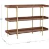 Martha Stewart Emmett 3 Shelf Bookcase with Vertical Metal Frame, Home Office Storage Display Unit, 35″ H, Black Wood Grain/Oil Rubbed Bronze(Walnut Wood Grain/Polished Brass Frame)
