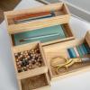 Martha Stewart Enzo Wooden Desk Drawer Organizer Set, Engineered Wood Organizers in Various Sizes, 6 Piece, White(Light Natural)