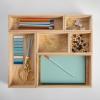Martha Stewart Enzo Wooden Desk Drawer Organizer Set, Engineered Wood Organizers in Various Sizes, 6 Piece, White(Light Natural)