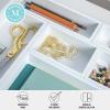 Martha Stewart Enzo Wooden Desk Drawer Organizer Set, Engineered Wood Organizers in Various Sizes, 6 Piece, White(White)