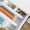 Martha Stewart Enzo Wooden Desk Drawer Organizer Set, Engineered Wood Organizers in Various Sizes, 6 Piece, White(White)