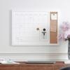 Martha Stewart Everette Magnetic Dry Erase Monthly Calendar and Cork Board Combo with Included Marker, Magnets, Push Pins, 24″x18″, Light Natural Woodgrain Frame(White Woodgrain)