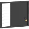 Martha Stewart Everette Magnetic Weekly Calendar Dry Erase Board and Chalk Board with Liquid Chalk Marker and Magnets, 24″x18″, Light Natural Woodgrain Frame(Black Woodgrain)