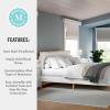 Martha Stewart Flynn Platform Bed with Headboard, Fabric Upholstered Inset Headboard and Base, Solid Wood Frame, No Box Spring Needed, Queen, Light Beech/Snow(King)