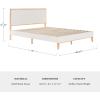 Martha Stewart Flynn Platform Bed with Headboard, Fabric Upholstered Inset Headboard and Base, Solid Wood Frame, No Box Spring Needed, Queen, Light Beech/Snow(Queen)