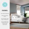 Martha Stewart Flynn Platform Bed with Headboard, Fabric Upholstered Inset Headboard and Base, Solid Wood Frame, No Box Spring Needed, Queen, Light Beech/Snow(Queen)