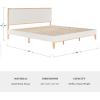 Martha Stewart Flynn Platform Bed with Headboard, Fabric Upholstered Inset Headboard and Base, Solid Wood Frame, No Box Spring Needed, Queen, Light Beech/Snow(King)
