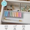 Martha Stewart Grady Clear Plastic Stackable Storage Boxes with White Plastic Lids, Set of 3(Clear/White Plastic Top)