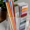 Martha Stewart Kerry Plastic 4 Compartment Pen Holder Office Desktop Organizer, with Gold Trim