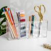 Martha Stewart Kerry Plastic 4 Compartment Pen Holder Office Desktop Organizer, with Gold Trim