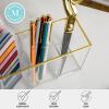 Martha Stewart Kerry Plastic 4 Compartment Pen Holder Office Desktop Organizer, with Gold Trim