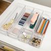 Martha Stewart Kerry Plastic Stackable Office Desk Drawer Organizers, Set of 6, with Gold Trim(Clear)