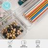 Martha Stewart Kerry Plastic Stackable Office Desk Drawer Organizers, Set of 6, with Gold Trim(Clear)