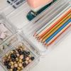 Martha Stewart Kerry Plastic Stackable Office Desk Drawer Organizers, Set of 6, with Gold Trim(Clear)