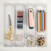 Martha Stewart Kerry Plastic Stackable Office Desk Drawer Organizers, Set of 6, with Gold Trim(Clear)