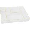 Martha Stewart Kerry Plastic Stackable Office Desk Drawer Organizers, Set of 6, with Gold Trim(Clear/Gold Trim)