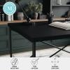 Martha Stewart Maddox Home Office Parsons Desk in Black Wood Grain with Oil Rubbed Bronze Metal X-Frame