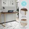 Martha Stewart Noah Home Office Parsons Desk in Gray Wood Grain with Oil Rubbed Bronze Metal Frame(Walnut Top/Polished Brass Frame)