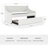 Martha Stewart Simone Twin Size Trundle Bed, Upholstered Daybed with Pull-Out Trundle, Space-Saving Design, Sturdy Wood Frame, No Box Spring Required, Off-White