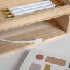 Martha Stewart Weston Wooden Desktop Organizer with Open Lower Storage Compartment, Paulownia Wood Multipurpose Storage Caddy, Light Natural(Light Natural)