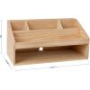 Martha Stewart Weston Wooden Desktop Organizer with Open Lower Storage Compartment, Paulownia Wood Multipurpose Storage Caddy, Light Natural(Light Natural)