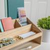 Martha Stewart Weston Wooden Desktop Organizer with Open Lower Storage Compartment, Paulownia Wood Multipurpose Storage Caddy, Light Natural(Light Natural)