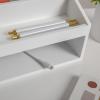 Martha Stewart Weston Wooden Desktop Organizer with Open Lower Storage Compartment, Paulownia Wood Multipurpose Storage Caddy, Light Natural(White)