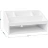 Martha Stewart Weston Wooden Desktop Organizer with Open Lower Storage Compartment, Paulownia Wood Multipurpose Storage Caddy, Light Natural(White)