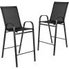 Flash Furniture 2 Pack Brazos Series Brown Outdoor Barstool with Flex Comfort Material and Metal Frame(Black)