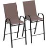 Flash Furniture 2 Pack Brazos Series Brown Outdoor Barstool with Flex Comfort Material and Metal Frame(Brown)