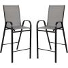 Flash Furniture 2 Pack Brazos Series Brown Outdoor Barstool with Flex Comfort Material and Metal Frame(Grey)
