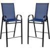 Flash Furniture 2 Pack Brazos Series Brown Outdoor Barstool with Flex Comfort Material and Metal Frame(Navy)
