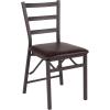 Flash Furniture 2 Pack HERCULES Series Brown Folding Ladder Back Metal Chair with Brown Vinyl Seat(1 Pack)