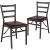 Flash Furniture 2 Pack HERCULES Series Brown Folding Ladder Back Metal Chair with Brown Vinyl Seat(Set of 2)