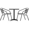 Flash Furniture 23.5” Square Aluminum Indoor-Outdoor Table Set with 2 Slat Back Chairs(Black)