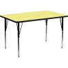 Flash Furniture 24”W x 48”L Rectangular Oak Thermal Laminate Activity Table – Standard Height Adjustable Legs(Yellow)